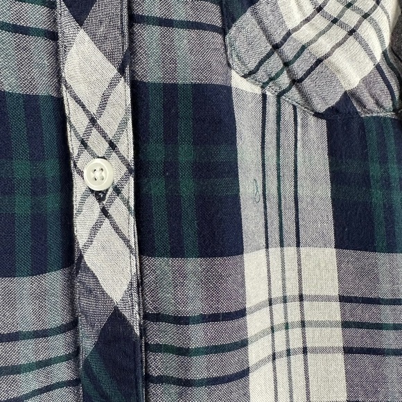 Rails Sz M Women's Kendra White Navy Forest Thick Lined Button Down Shirt - Picture 4 of 14